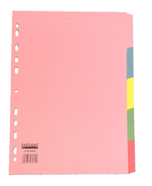 A4 Manilla Subject Dividers 5 Part Assorted Alternating Pastel Colours with Blank tabs