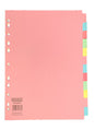 A4 Manilla Subject Dividers 12 Part Assorted Alternating Pastel Colours with Blank Tabs