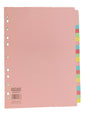 A4 Manilla Subject Dividers 20 Part Assorted Alternating Pastel Colours with Blank Tabs