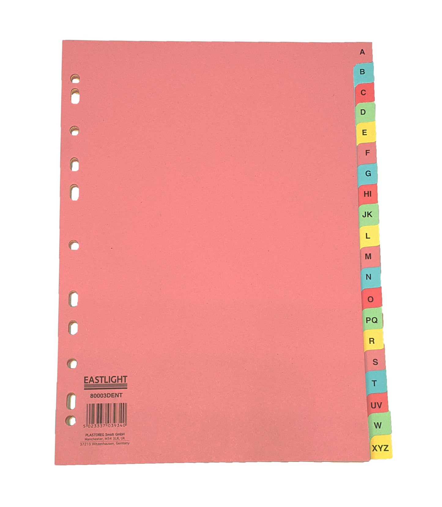 A4 Manilla Subject Dividers 20 Part Assorted Alternating Pastel Colours with A-Z Tabs