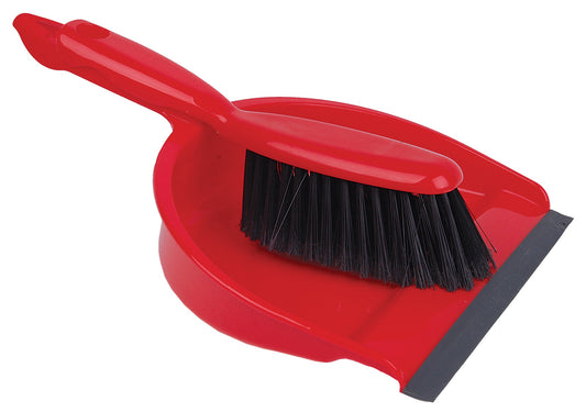 Dustpan and Brush Set Soft Bristle Red (1)