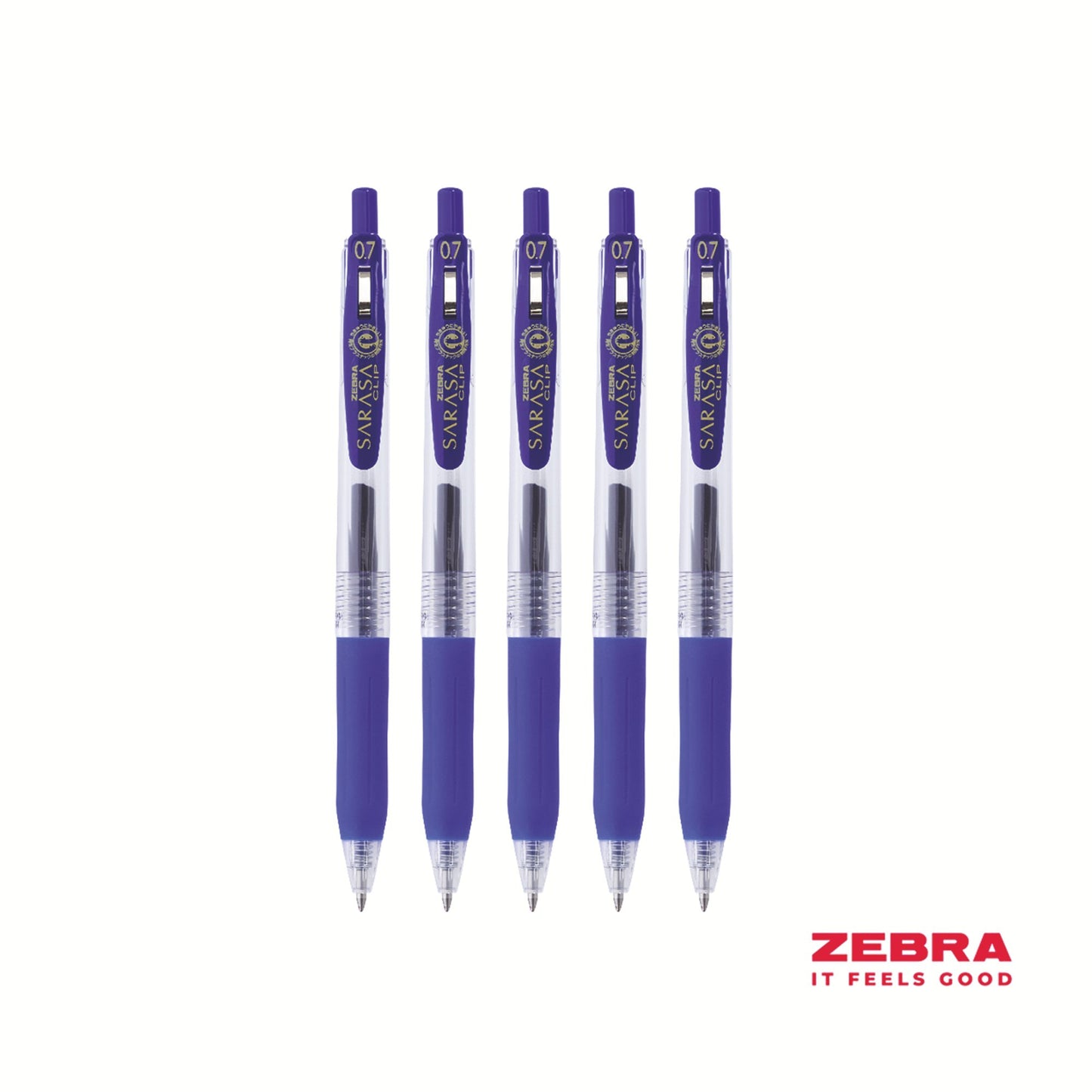 Zebra Eco SARASA Gel Retractable Rollerball CLIP 0.7mm Pen Blue Ink - Pack of 12