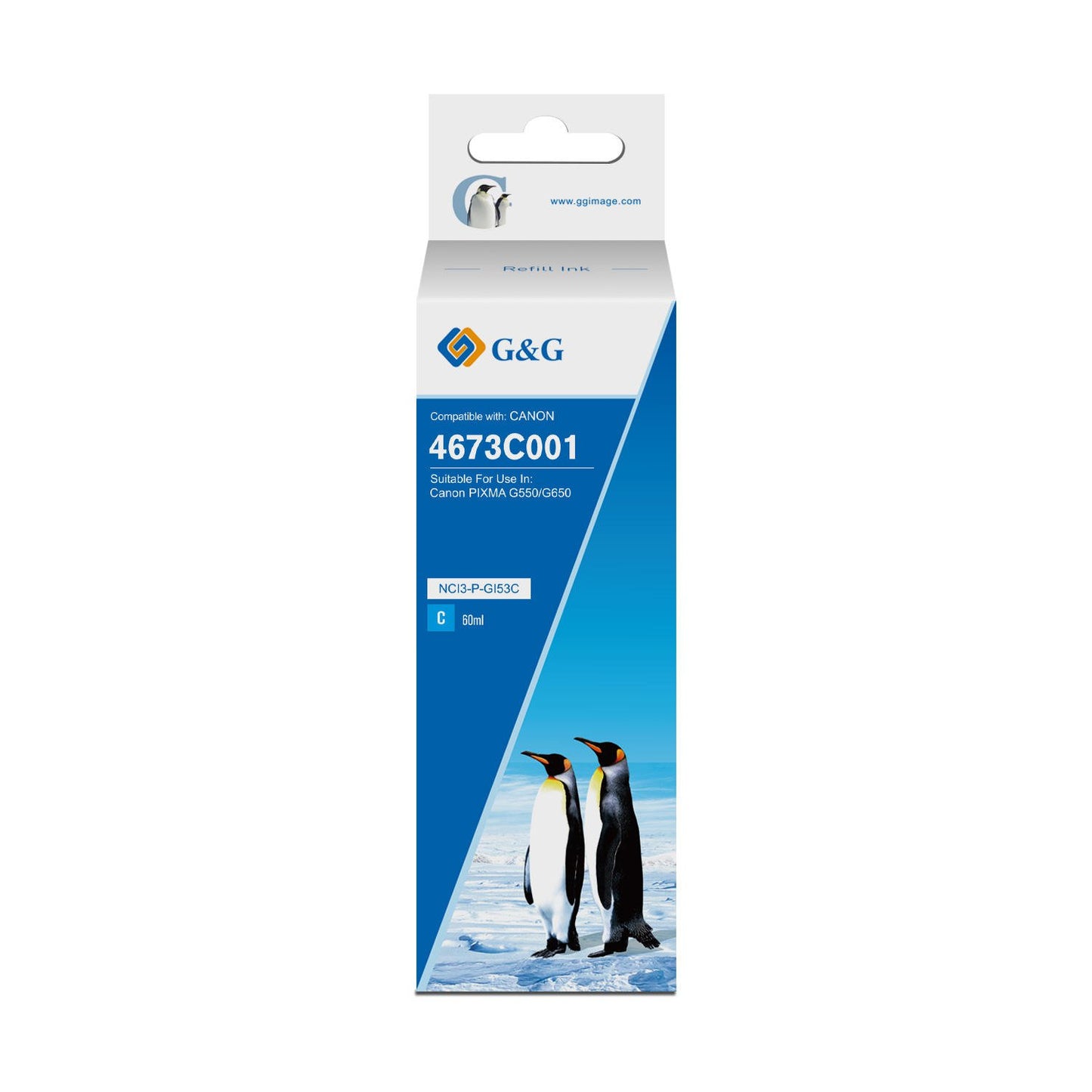 Compatible Canon G+G GI-53C Cyan Ink Bottle 4673C001