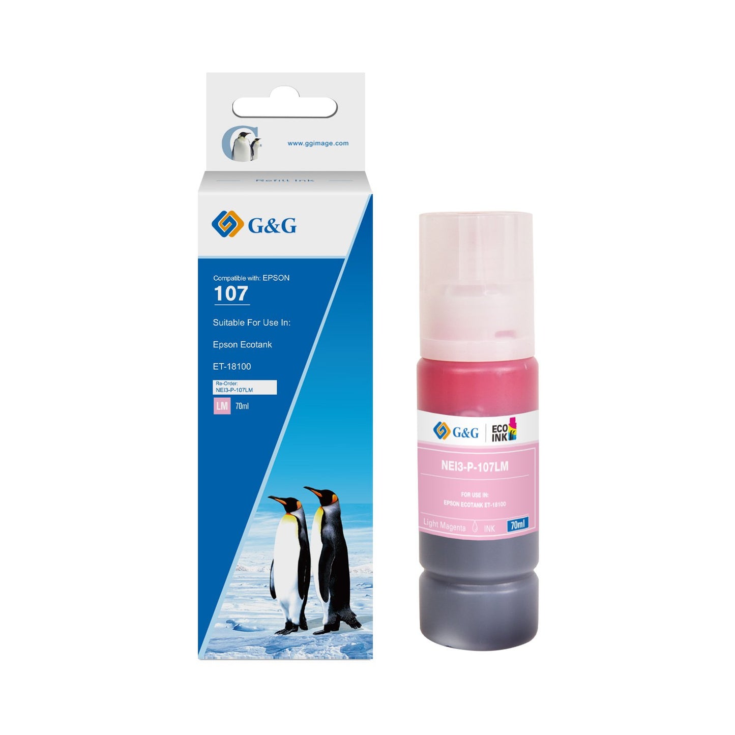 Compatible Epson G+G 107 Light Magenta Ink Bottle C13T09B640