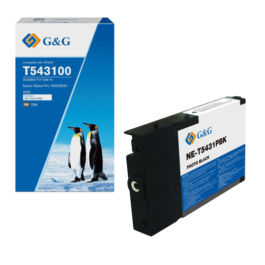 Compatible Epson G+G T543100 Photo Black Pigment Ink Cartridge C13T543100