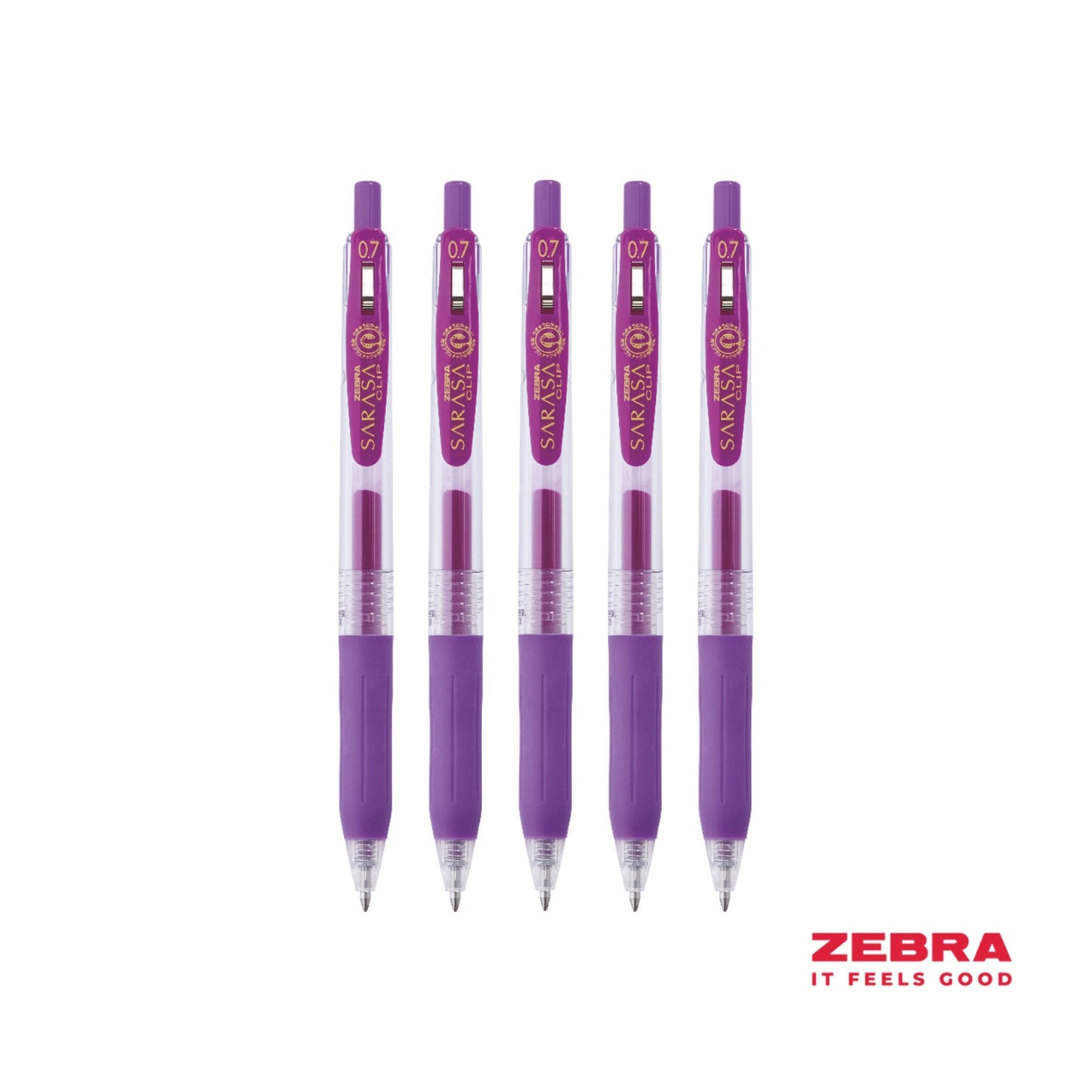 Zebra Eco SARASA Gel Retractable Rollerball CLIP 0.7mm Pen Violet Ink - Pack of 12