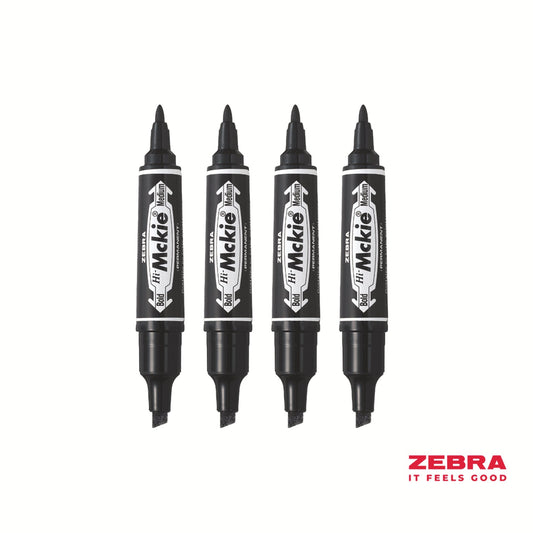 Zebra HI Mckie Bold Double Ended Black Ink Permanent Marker - Pack of 10