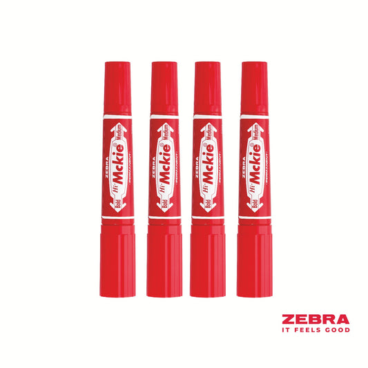 Zebra HI Mckie Bold Double Ended Red Ink Permanent Marker - Pack of 10