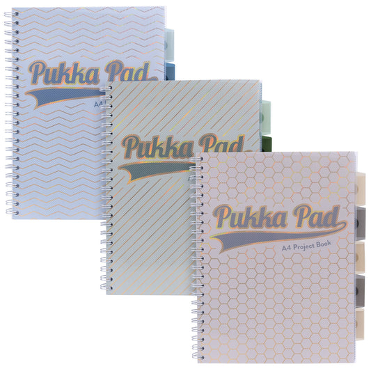 Pukka Pad Haze Project Book A4 Wirebound 200 Pages 80GSM Ruled Sheets with Repositionable Dividers (3) Assorted