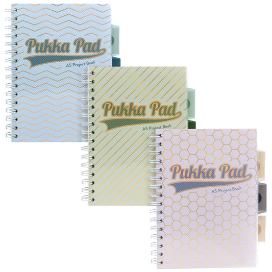 Pukka Pad Haze Project Book A5 Wirebound 200 Pages 80GSM Ruled Sheets with Repositionable Dividers (3) Assorted