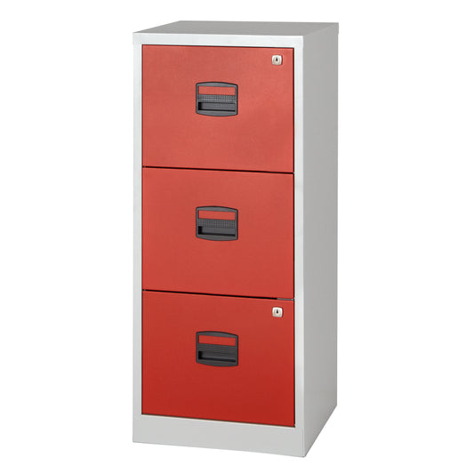 Bisley 3 Drawer A4 Personal Filer | Grey/Red