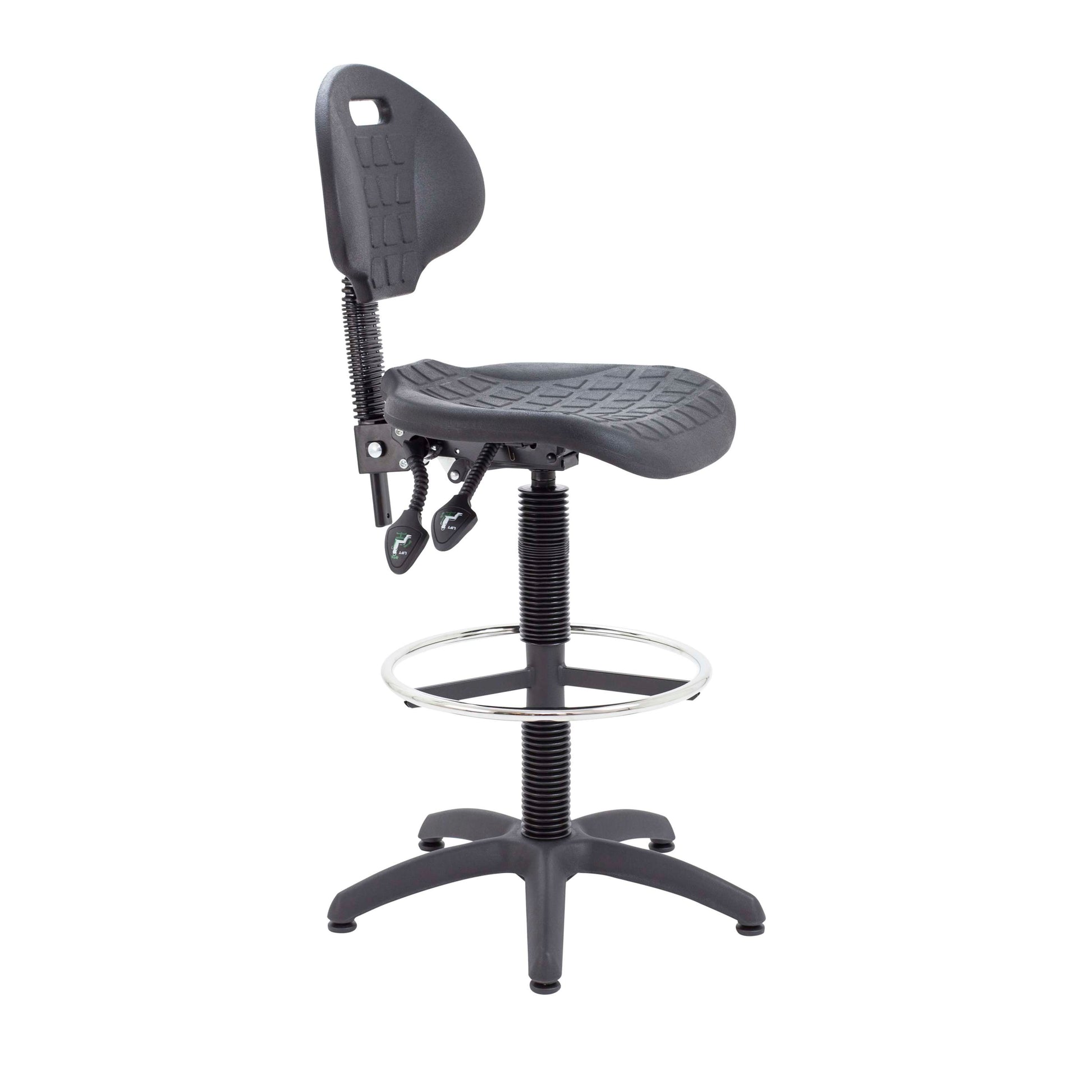 Factory Chair 2 Lever with Draughtsman Kit | Static Foot Ring | Black