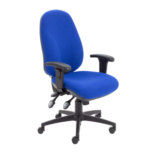 Maxi Ergo Chair with Lumbar Pump | Adjustable Arms | Royal Blue