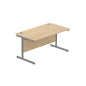 Office Rectangular Desk with Steel Single Upright Cantilever Frame (FSC) | 1400X800 | Canadian Oak/Graphite