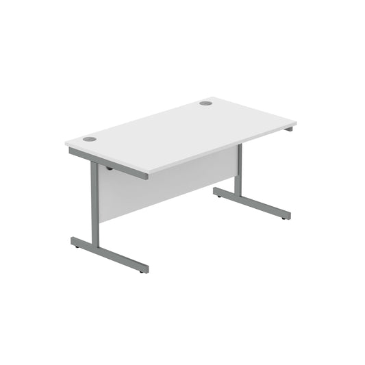 Office Rectangular Desk with Steel Single Upright Cantilever Frame (FSC) | 1400X800 | Arctic White/Graphite