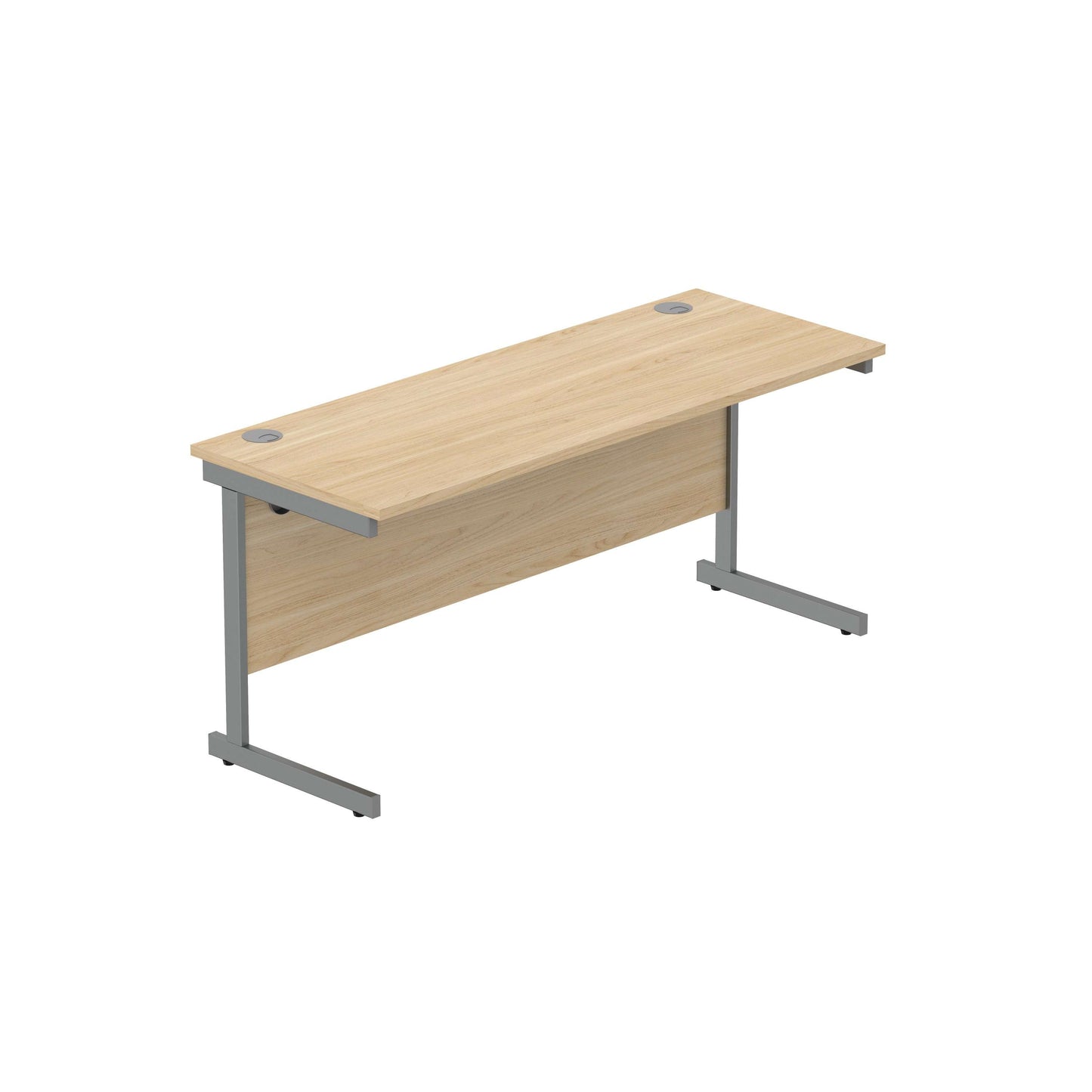 Office Rectangular Desk with Steel Single Upright Cantilever Frame (FSC) | 1600X600 | Canadian Oak/Graphite