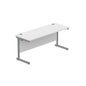 Office Rectangular Desk with Steel Single Upright Cantilever Frame (FSC) | 1600X600 | Arctic White/Graphite