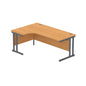 Office Left Hand Corner Desk with Steel Double Upright Cantilever Frame (FSC) | 1800X1200 | Norwegian Beech/Graphite