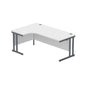 Office Left Hand Corner Desk with Steel Double Upright Cantilever Frame (FSC) | 1800X1200 | Arctic White/Graphite