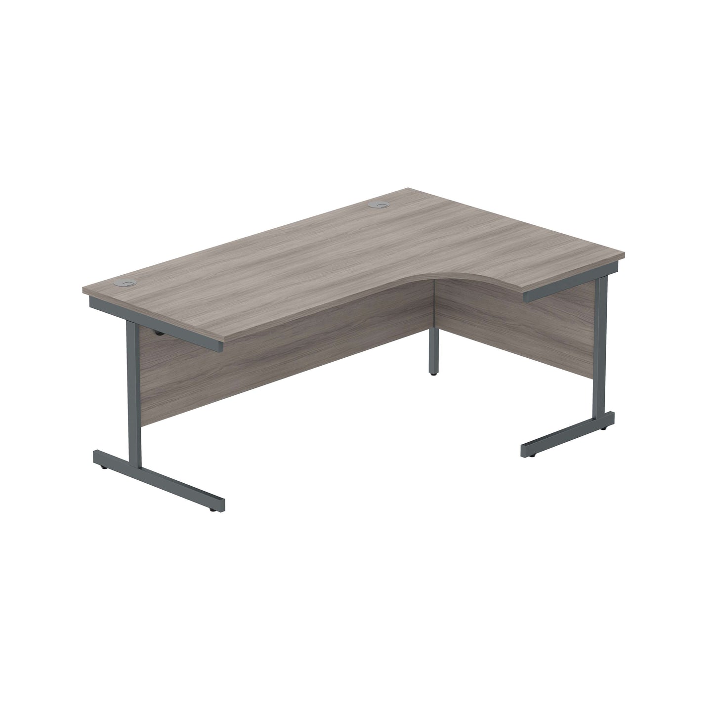 Office Right Hand Corner Desk with Steel Single Upright Cantilever Frame (FSC) | 1800X1200 | Grey Oak/Graphite