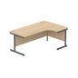 Office Right Hand Corner Desk with Steel Single Upright Cantilever Frame (FSC) | 1800X1200 | Oak/Graphite