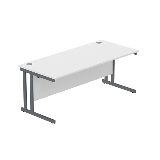 Office Rectangular Desk with Steel Double Upright Cantilever Frame (FSC) | 1800X800 | Arctic White/Graphite