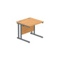 Office Rectangular Desk with Steel Double Upright Cantilever Frame (FSC) | 800X800 | Norwegian Beech/Graphite