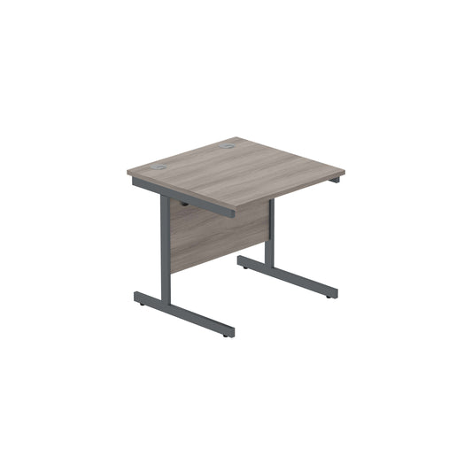 Office Rectangular Desk with Steel Single Upright Cantilever Frame (FSC) | 800X800 | Alaskan Grey Oak/Graphite