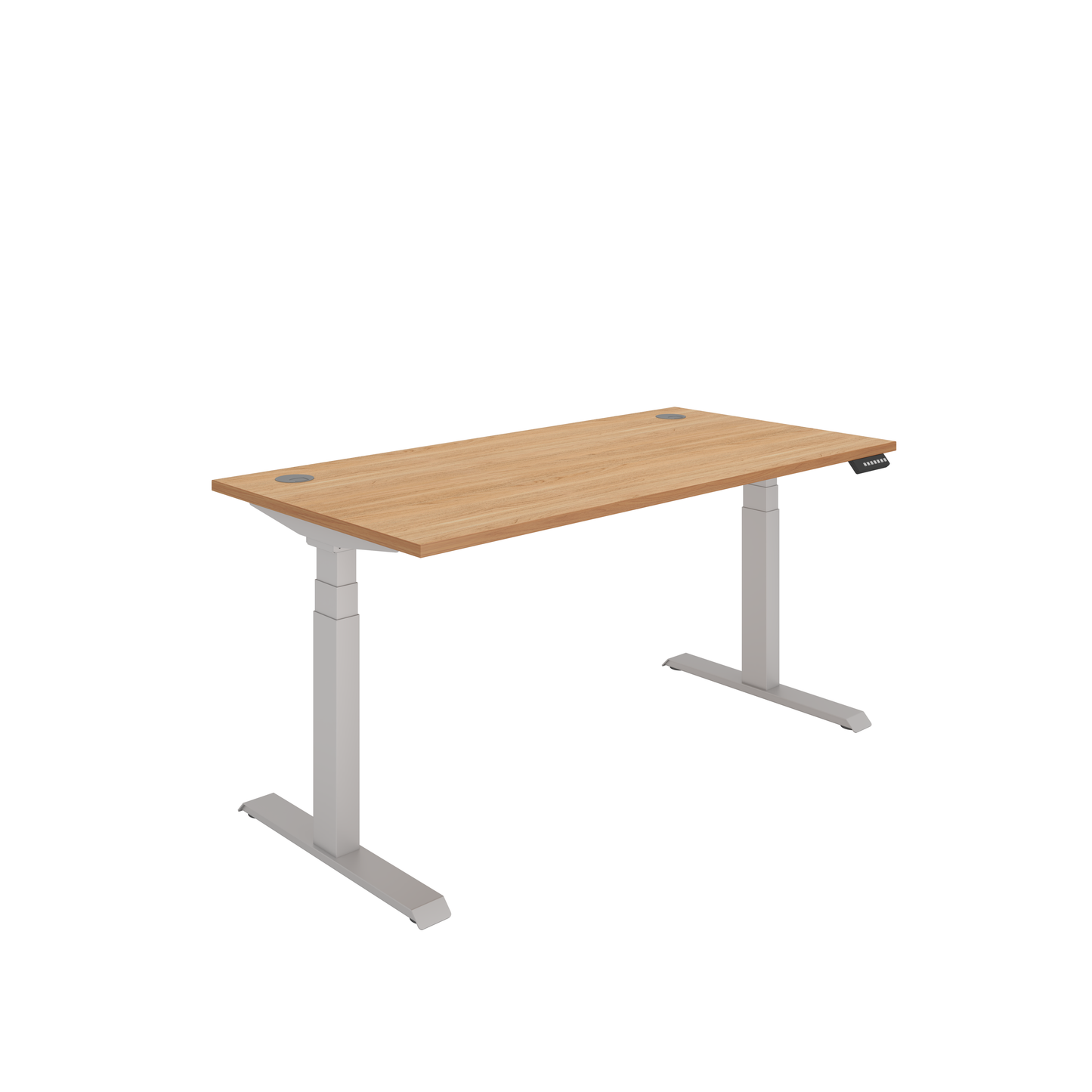 Office Rectangular Dual Motor Sit Stand Desk (FSC) | 1600X800 | Beech/Silver