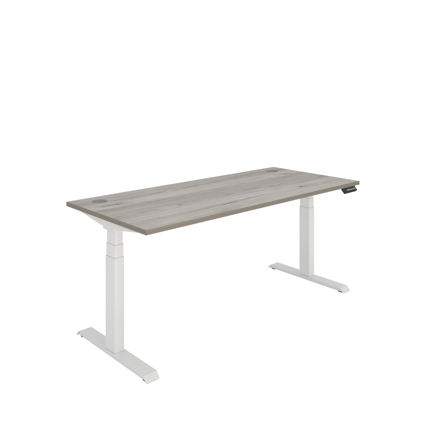 Office Rectangular Dual Motor Sit Stand Desk (FSC) | 1800X800 | Grey Oak/White