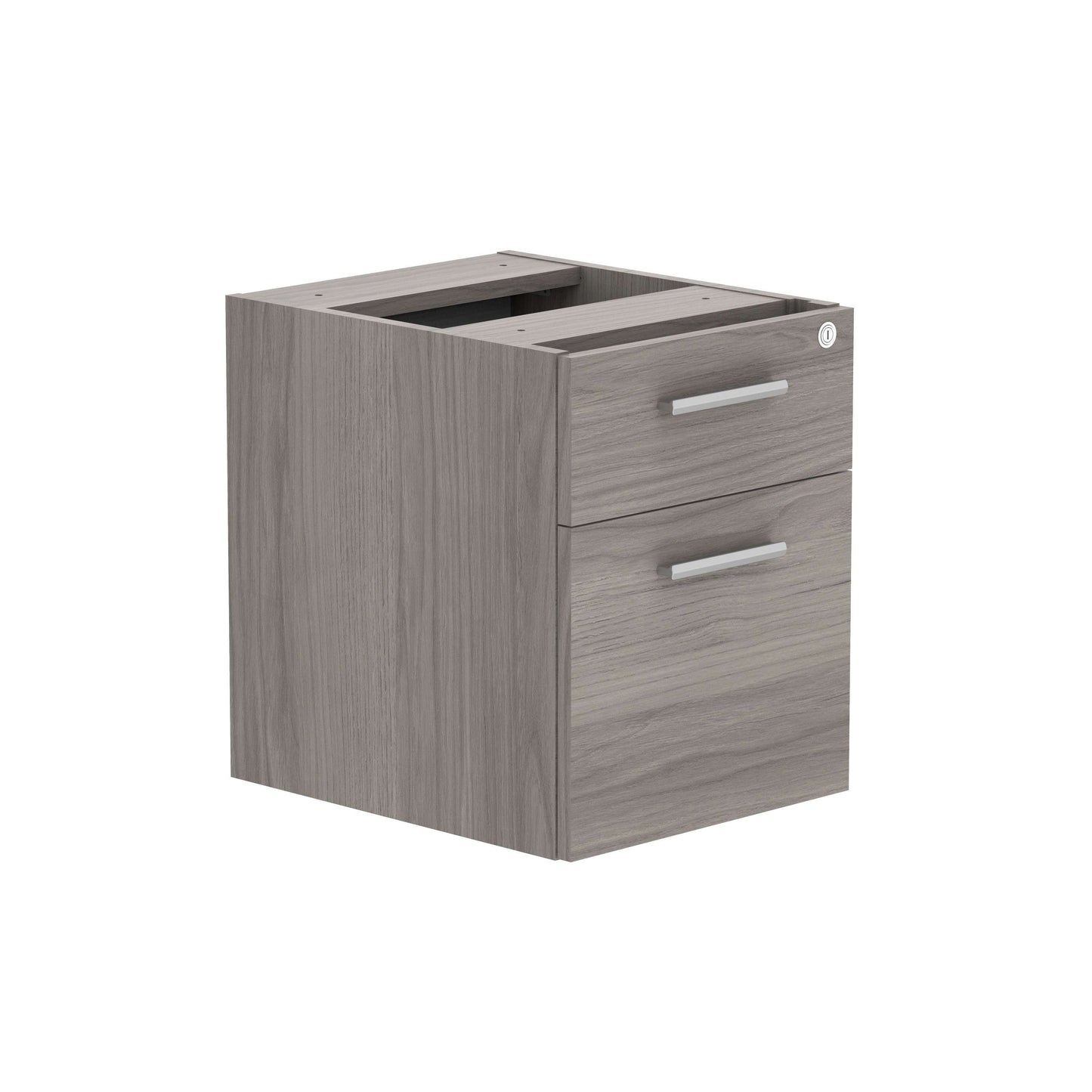 Fixed Under Desk Office Storage Unit (FSC) | 2 Drawers | 600 Deep | Alaskan Grey Oak