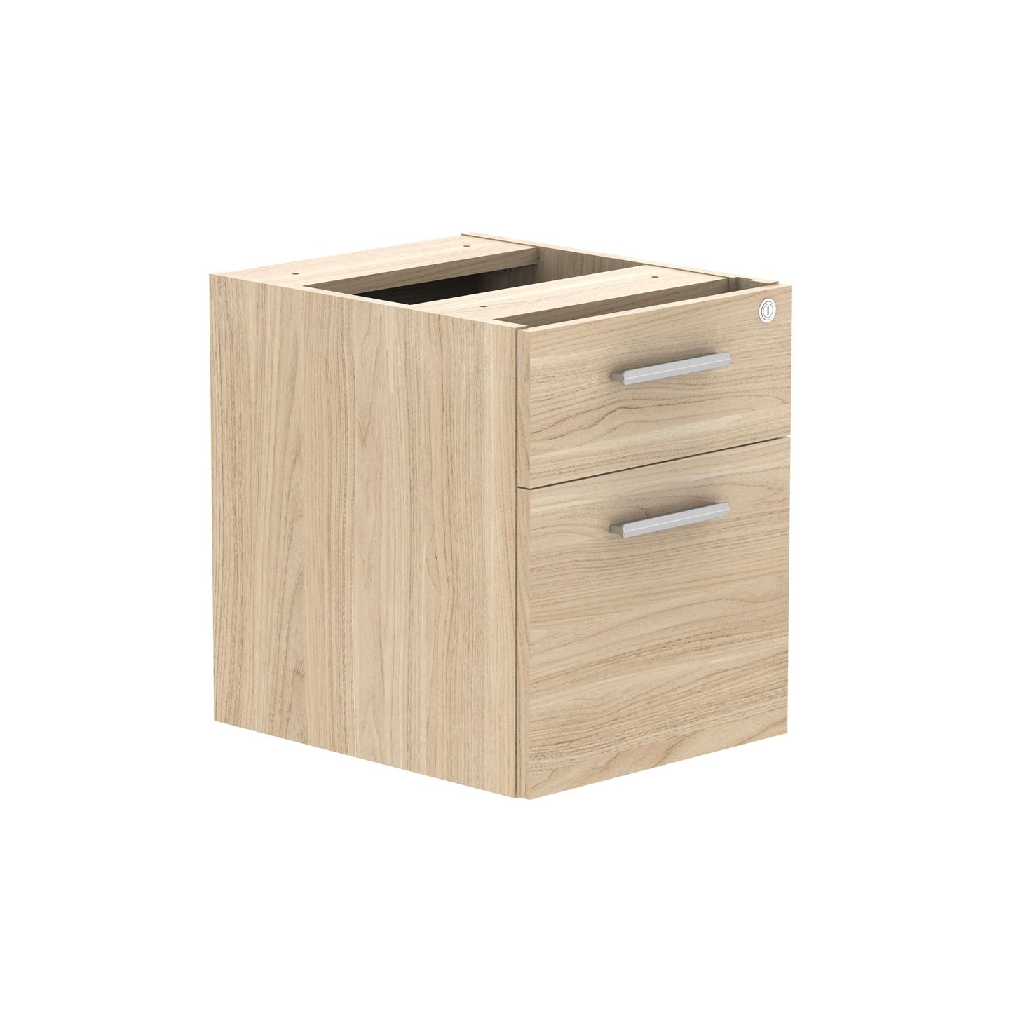 Fixed Under Desk Office Storage Unit (FSC) | 2 Drawers | 600 Deep | Canadian Oak