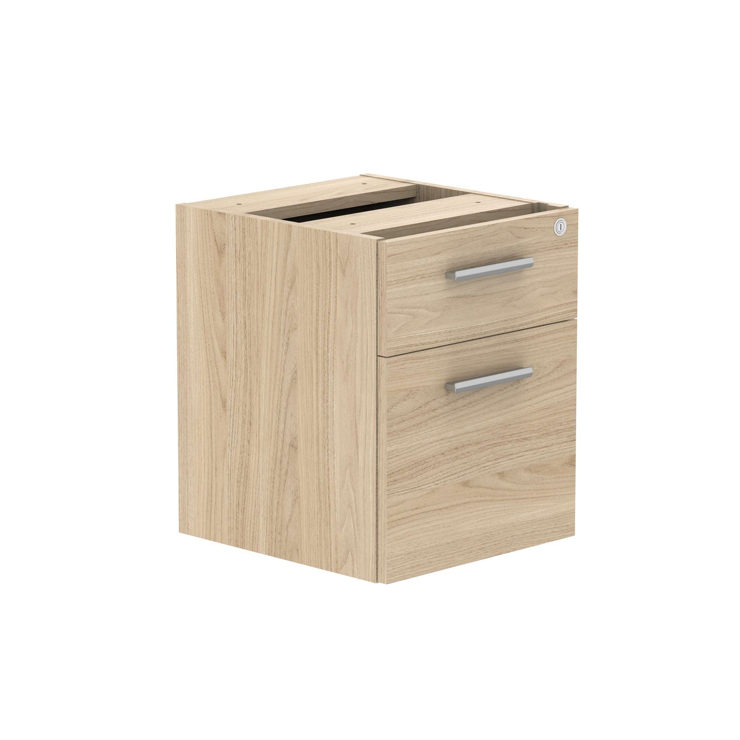 Fixed Under Desk Office Storage Unit (FSC) | 2 Drawers | 800 Deep | Canadian Oak