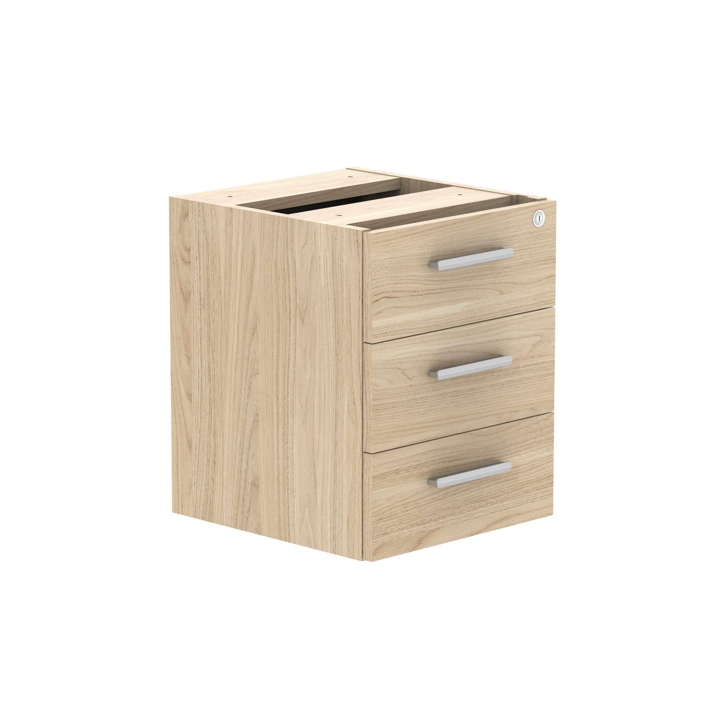 Fixed Under Desk Office Storage Unit (FSC) | 3 Drawers | 800 Deep | Canadian Oak