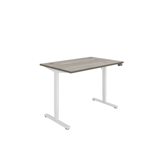 Office Rectangular Single Motor Sit Stand Desk (FSC) | 1200X800 | Grey Oak/White