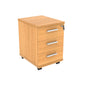 Mobile Under Desk Office Storage Unit (FSC) | 3 Drawers | Norwegian Beech