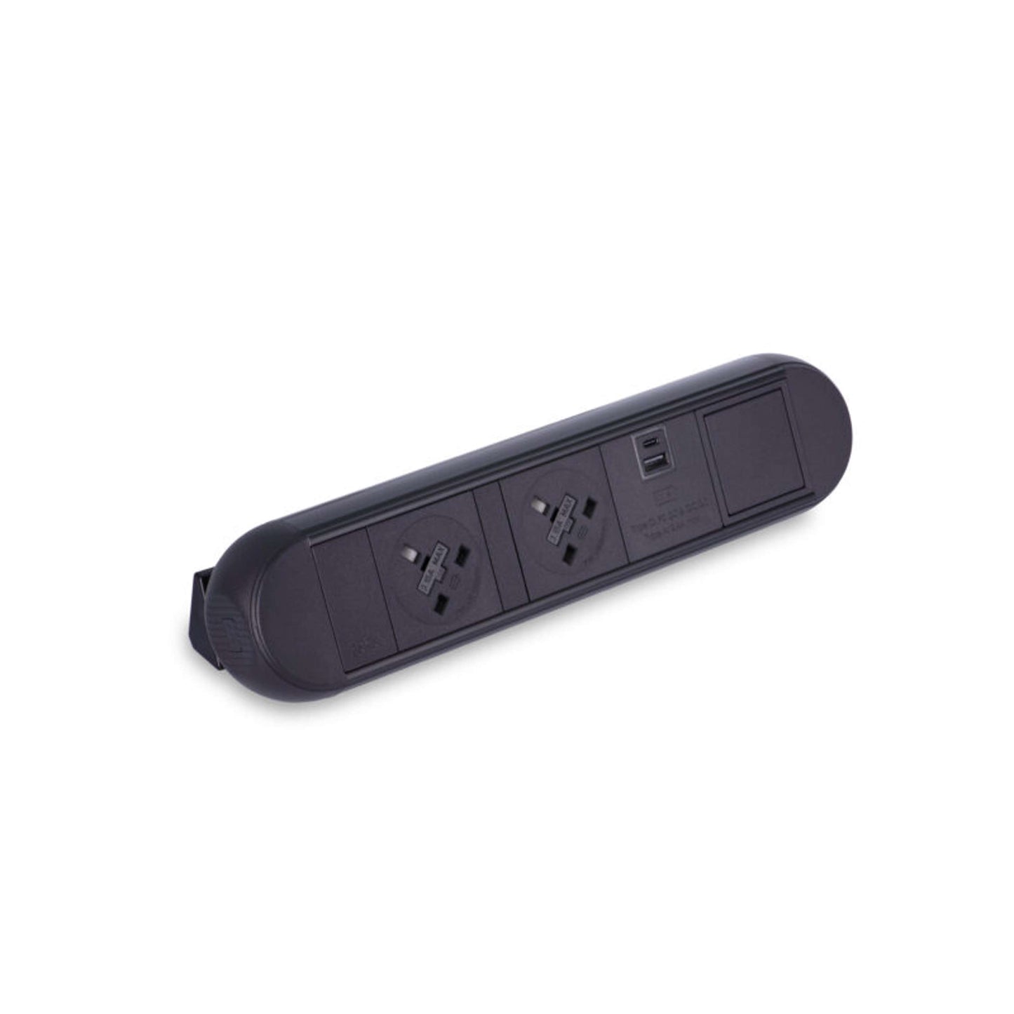 Desktop Power Module with 2 UK Power Sockets: USB-C: USB-A | Black