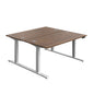 Economy Back To Back Sit Stand Desk (FSC) | 1600 X 800 | Dark Walnut/White