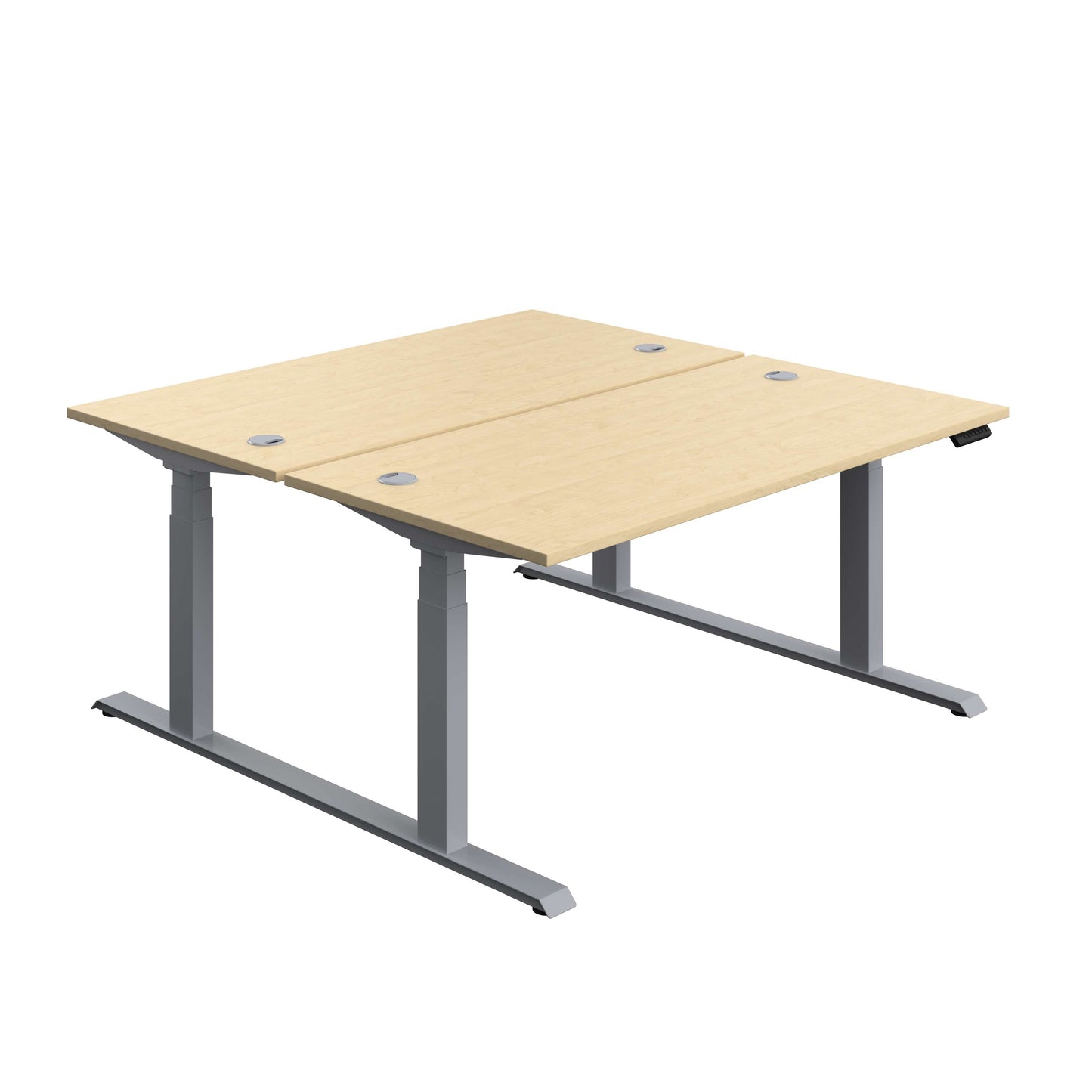 Economy Back To Back Sit Stand Desk (FSC) | 1600 X 800 | Maple/Silver