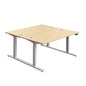 Economy Back To Back Sit Stand Desk (FSC) | 1600 X 800 | Maple/White