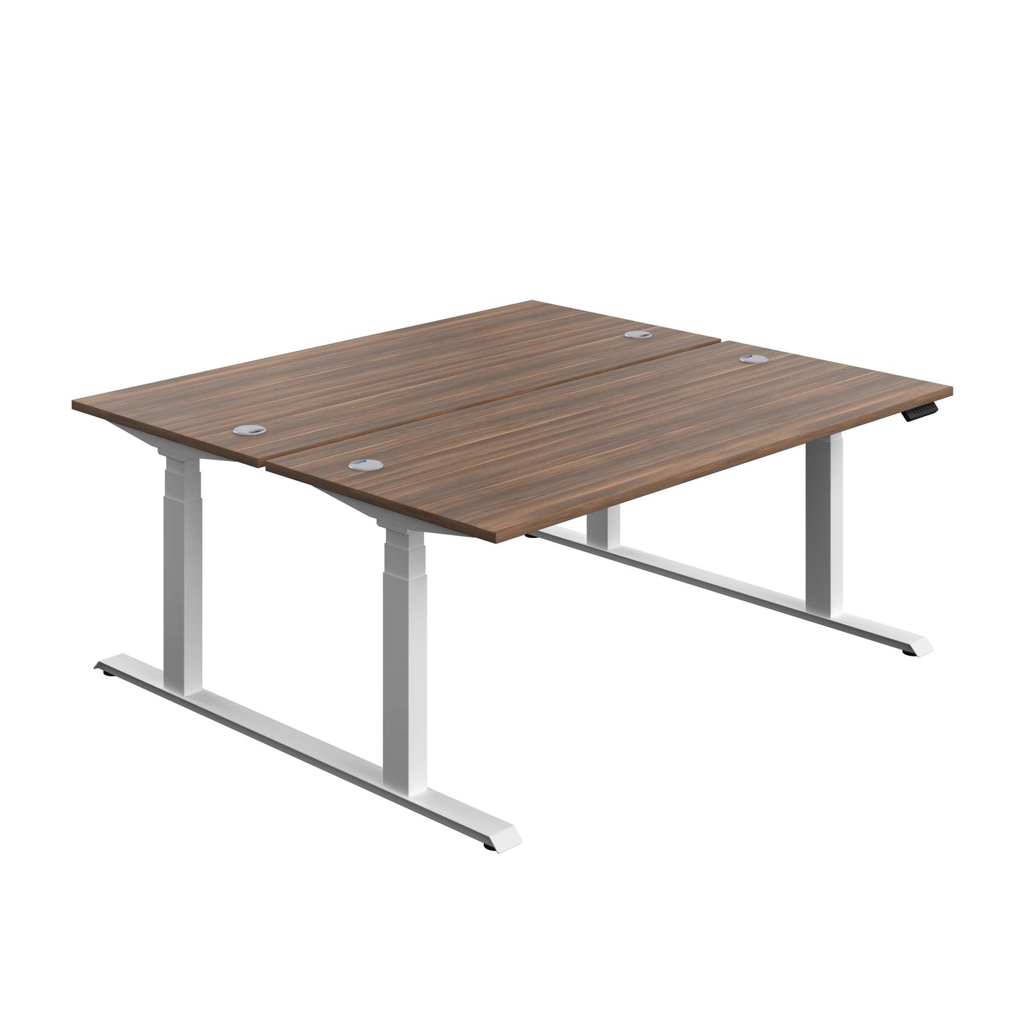 Economy Back To Back Sit Stand Desk (FSC) | 1800 X 800 | Dark Walnut/White