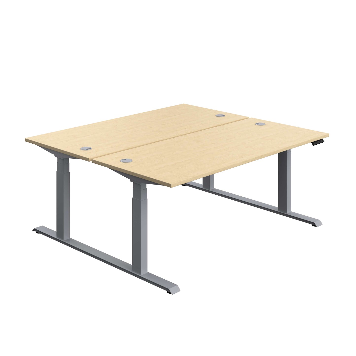 Economy Back To Back Sit Stand Desk (FSC) | 1800 X 800 | Maple/Silver