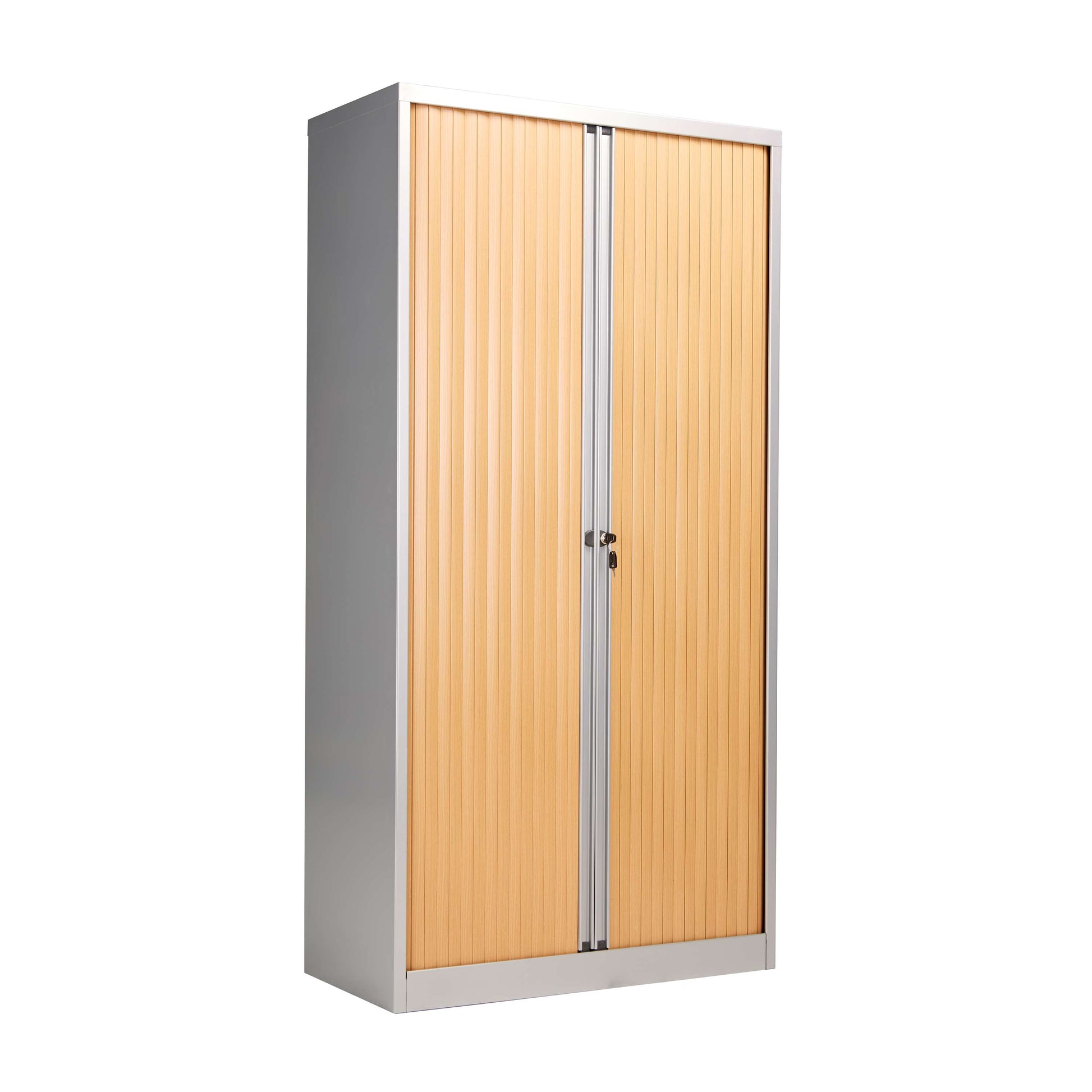 Bisley Essentials Steel Side Open Tambour | 1985mm High | Matching Shutter Doors | Oak/Silver