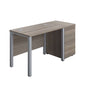 Goal Post Rectangular Desk + 3 Drawer Desk High Pedestal (FSC) | 1000x600 | Grey oak/Silver