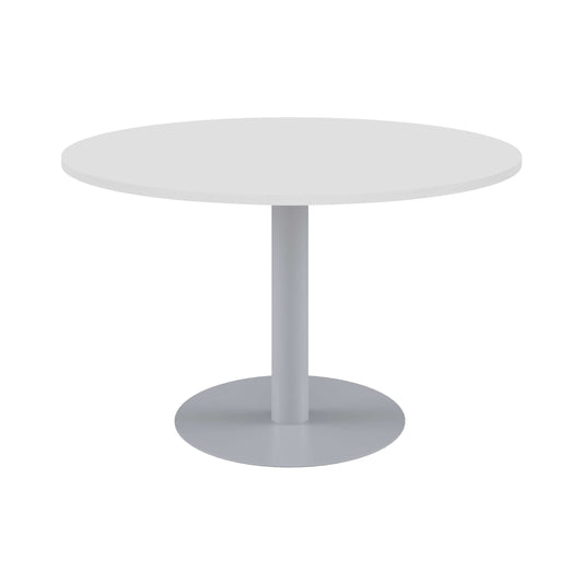 One Contract Circular Meeting Table | 1200 Diameter | White/Silver