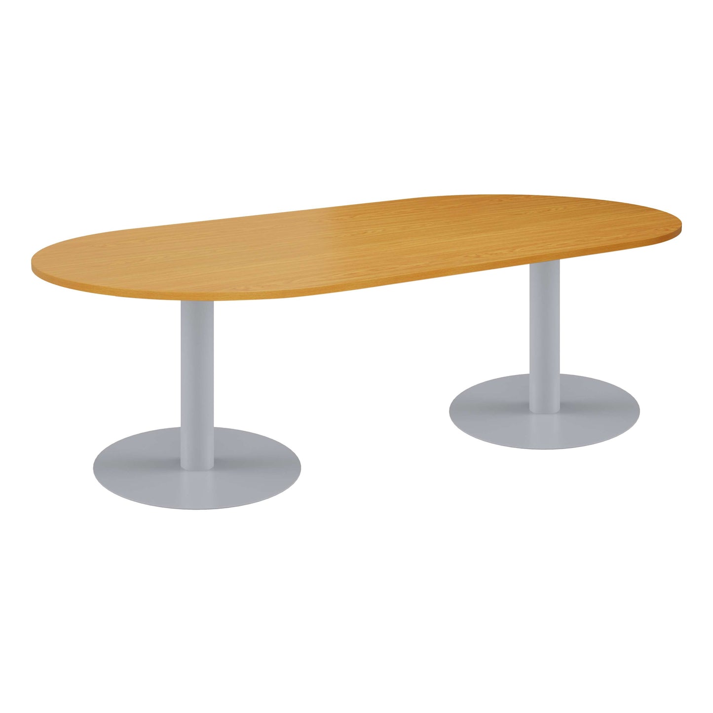 One Contract Radial End Meeting Table | 2400 X 1000 | Beech/Silver