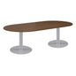 One Contract Radial End Meeting Table | 2400 X 1000 | Dark Walnut/Silver