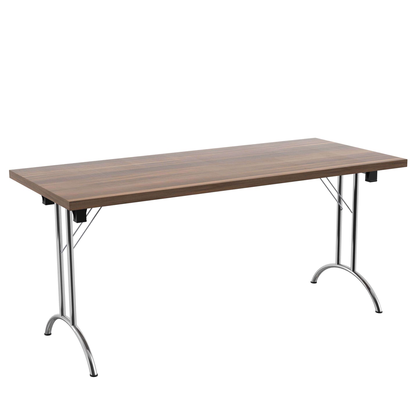 One Union Rectangular Folding Table (FSC) | 1600 X 700 | Dark Walnut/Silver