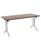 One Union Rectangular Folding Table (FSC) | 1600 X 700 | Dark Walnut/Silver