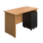 Panel Rectangular Desk + 3 Drawer Steel Pedestal Bundle (FSC) | 1200X600 | Nova Oak/Black